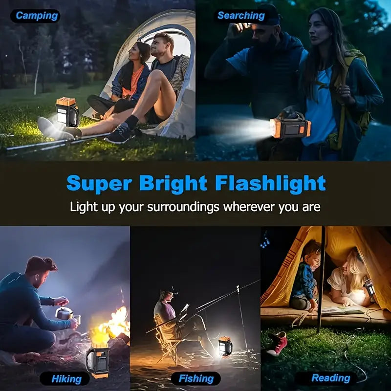 Solar Camping Lantern – LED + USB Power Bank