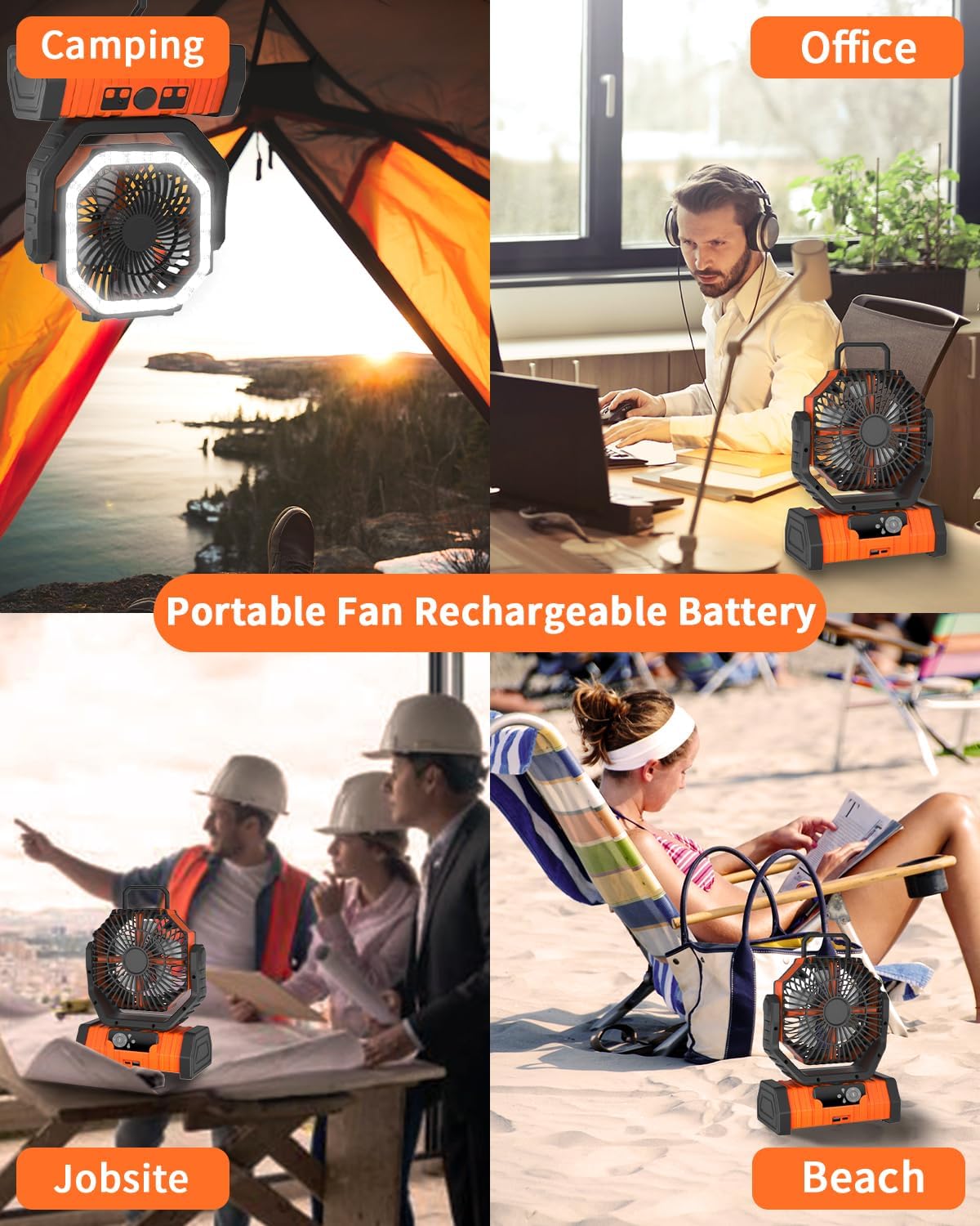 Battery Fan + Hook – 360° Camping Airflow