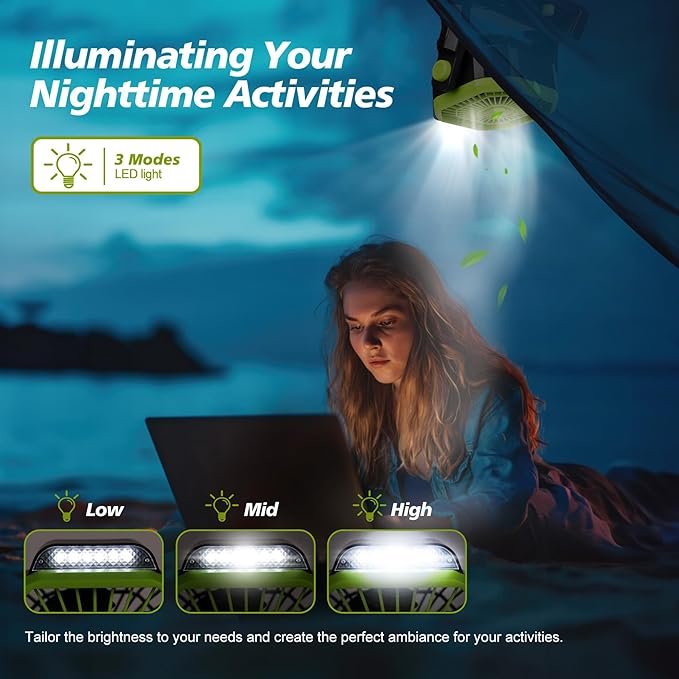 Upgraded Portable Rechargeable USB Camping Fan