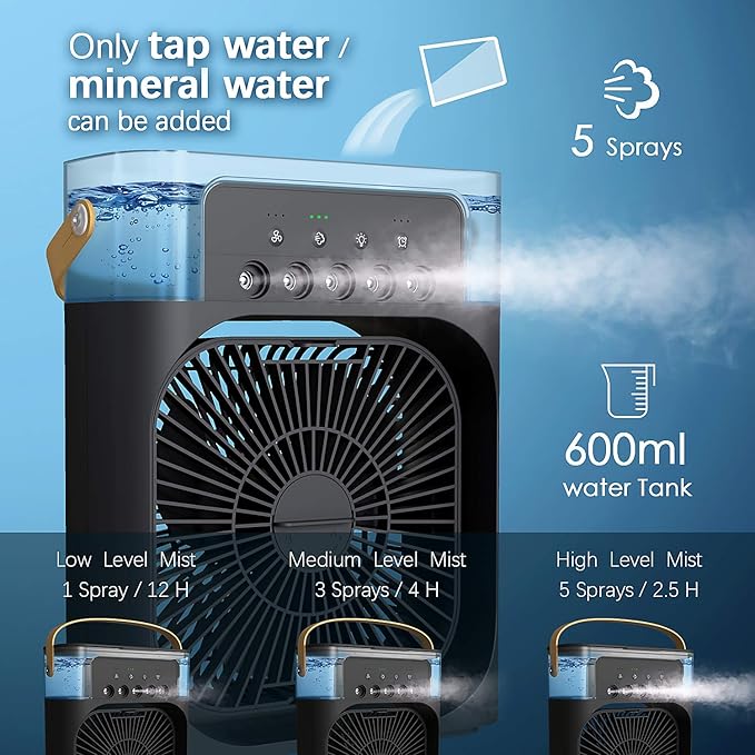Portable Air Cooler + Humidifier – 2-in-1 Relief