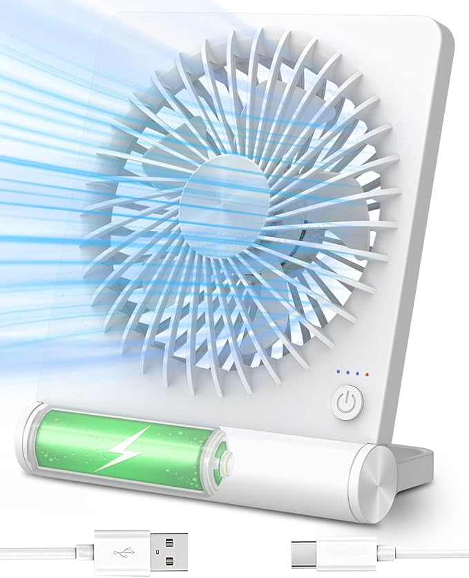 Desk Fan – USB Rechargeable & 3-Speed Cooling