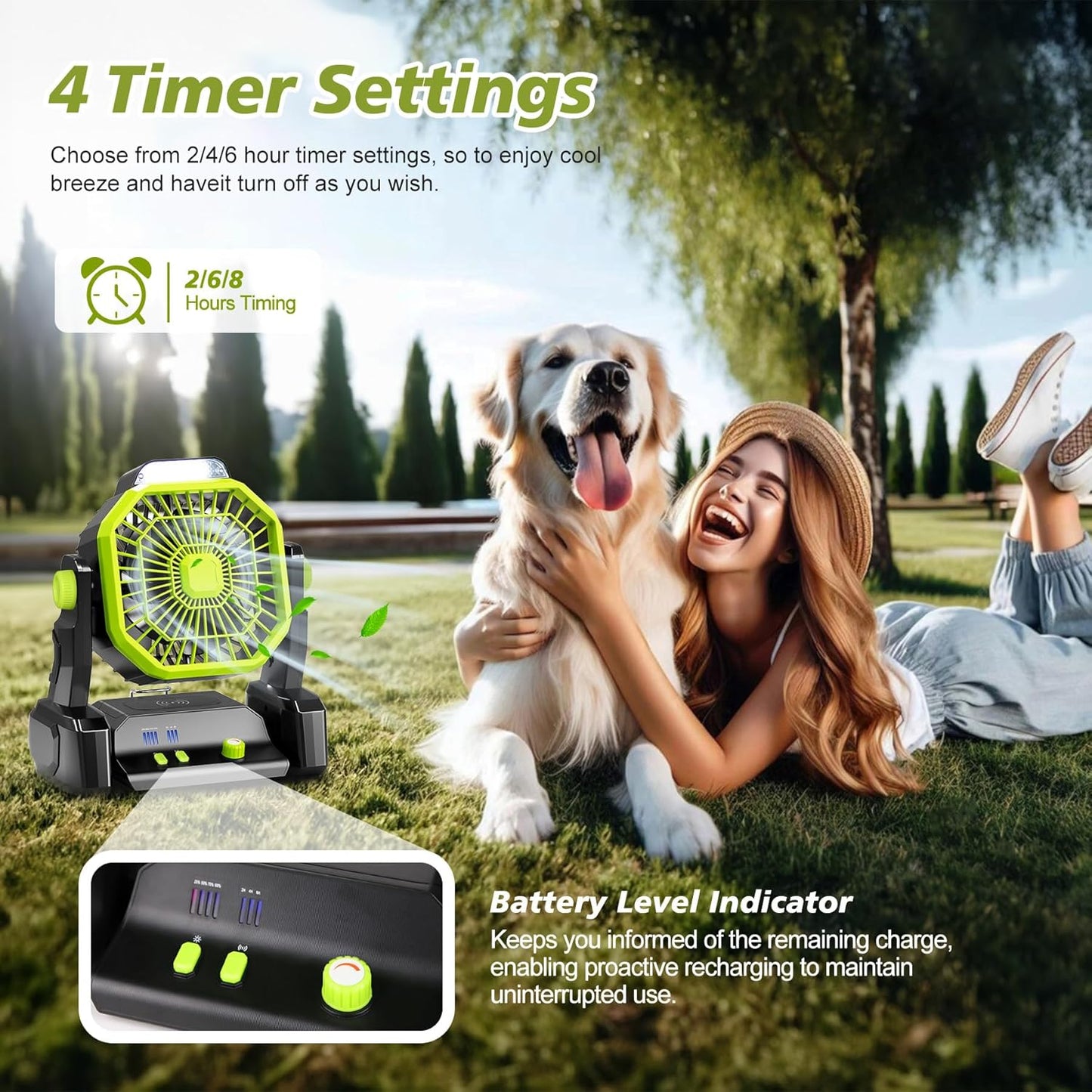 Upgraded Portable Rechargeable USB Camping Fan