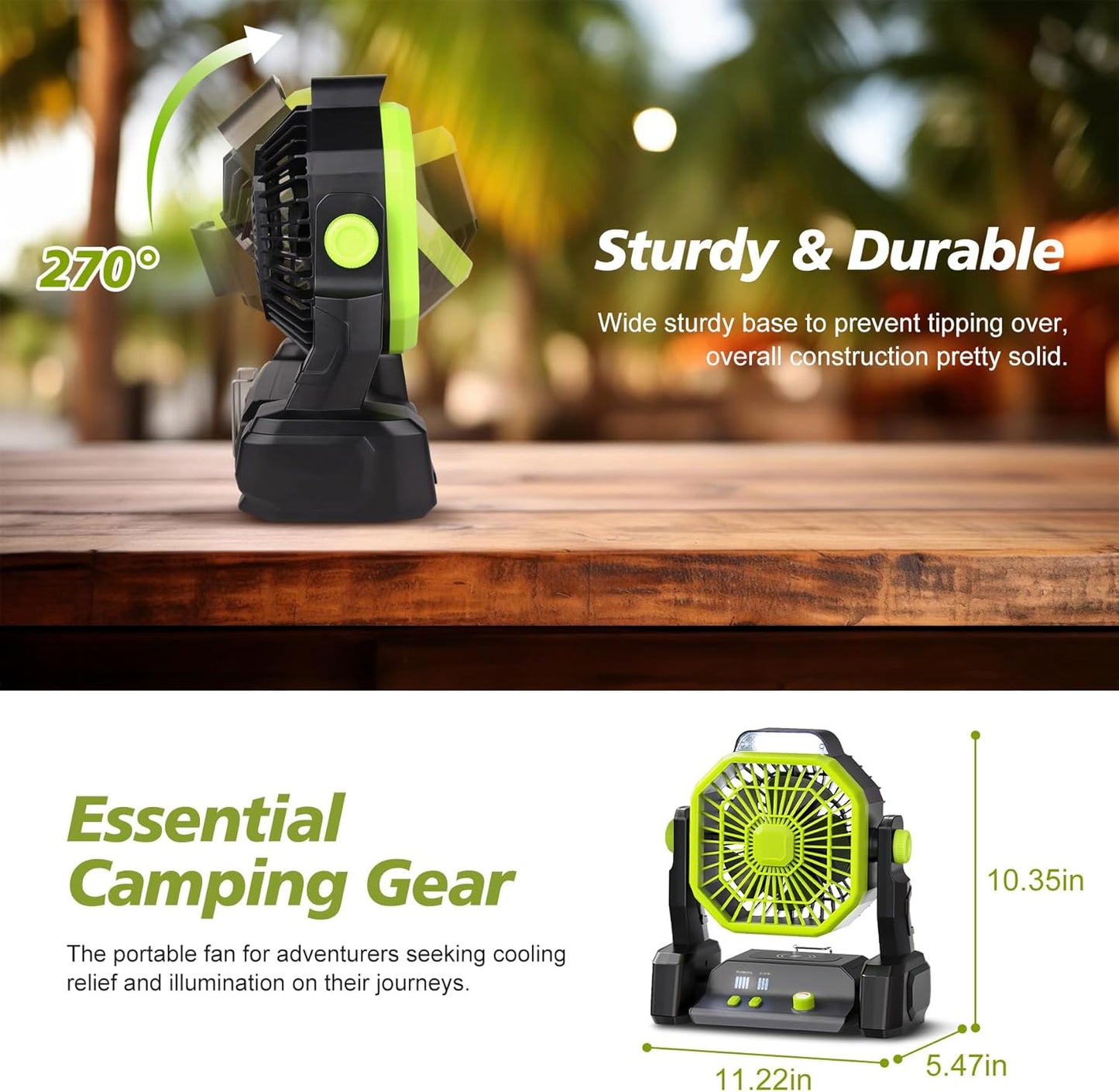 Upgraded Portable Rechargeable USB Camping Fan