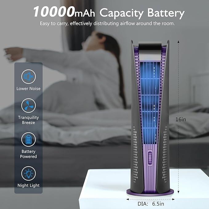 TF01, flügelloser Turmventilator, 10000 mAh Batteriebetrieben