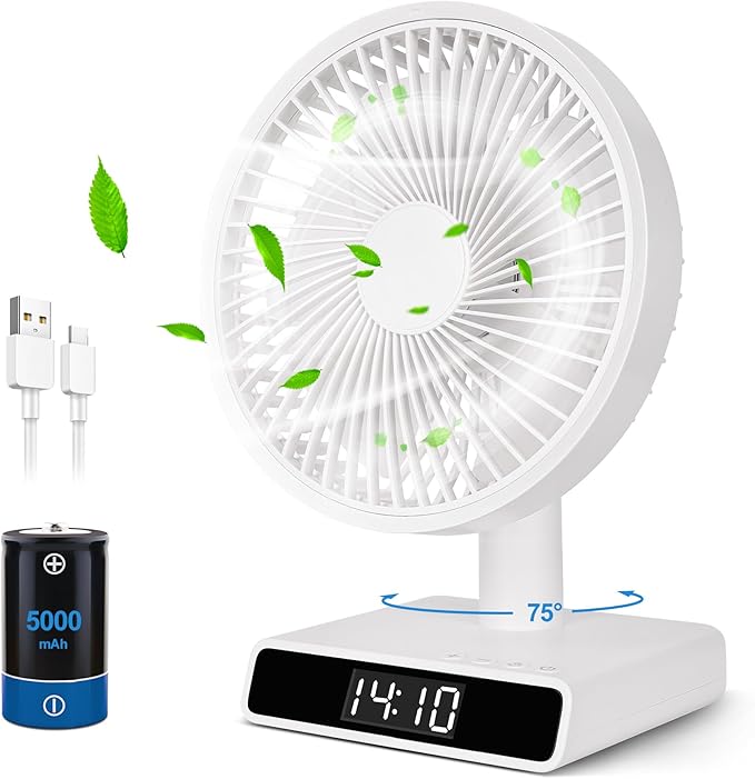 Quiet 9" USB Desk Fan – Rechargeable & Portable