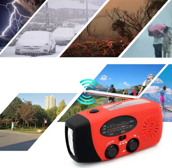 Solar Emergency Radio – Crank + Power Bank
