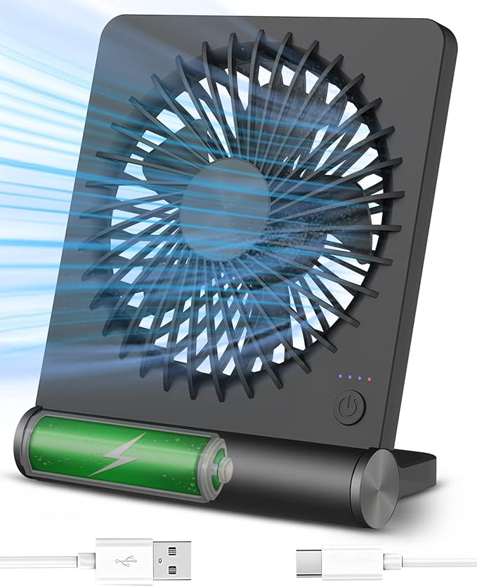 Desk Fan – USB Rechargeable & 3-Speed Cooling