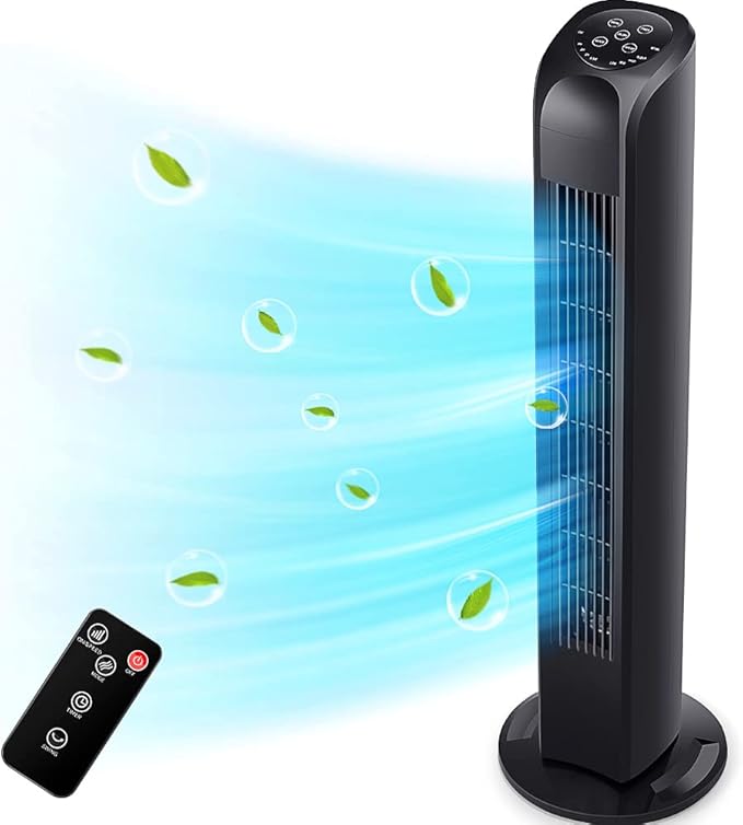 Tower Fan – Oscillating, Quiet & Remote-Controlled