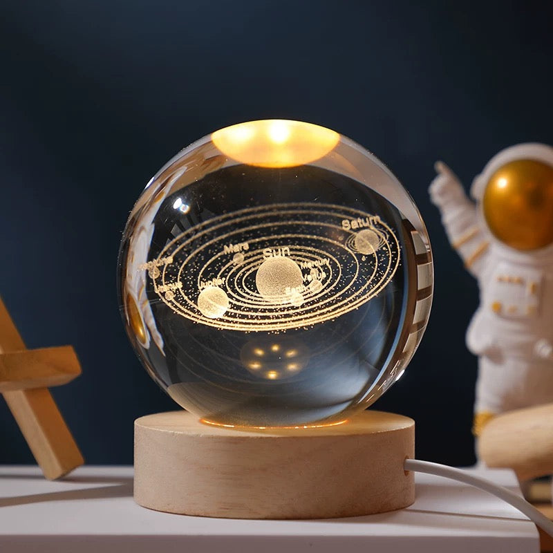 Crystal ball night light, creative atmosphere planet bedside lamp crystal desktop ornaments