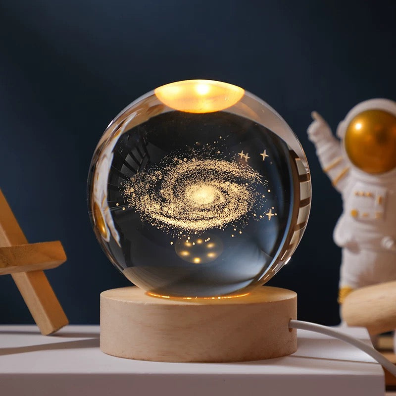 Crystal ball night light, creative atmosphere planet bedside lamp crystal desktop ornaments