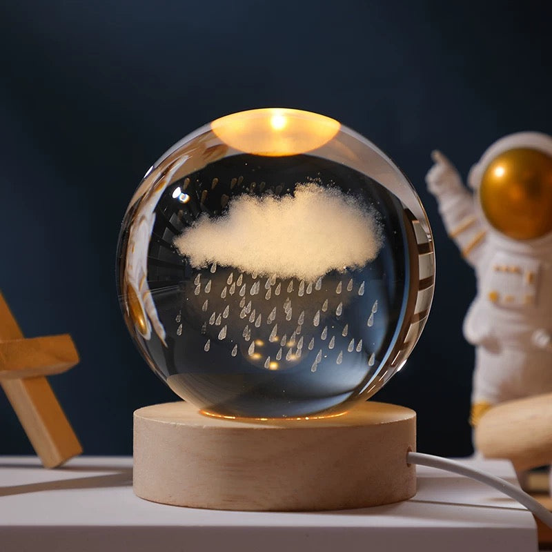 Crystal ball night light, creative atmosphere planet bedside lamp crystal desktop ornaments