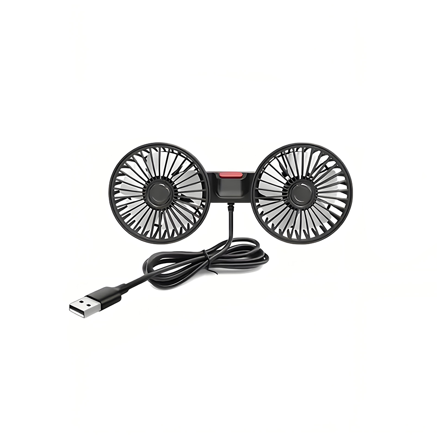 Dual-Head Car Cooling Fan for Rear Seat Comfort