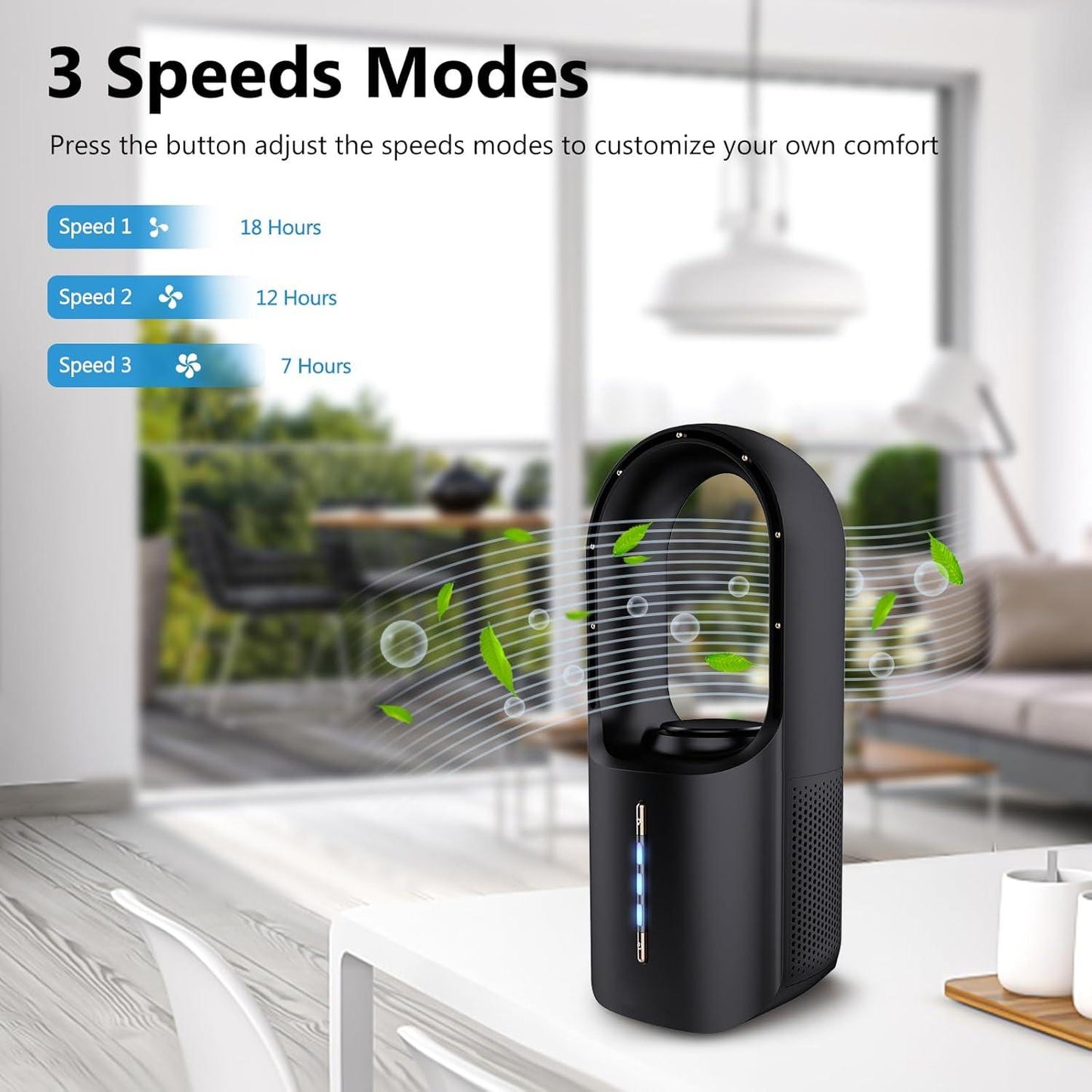 S07 Batteriebetriebener Ventilator, tragbarer wiederaufladbarer Ventilator 11,8 Zoll leiser USB-Ventilator