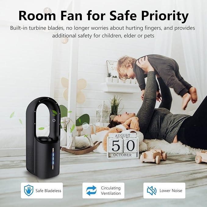 S07 Batteriebetriebener Ventilator, tragbarer wiederaufladbarer Ventilator 11,8 Zoll leiser USB-Ventilator