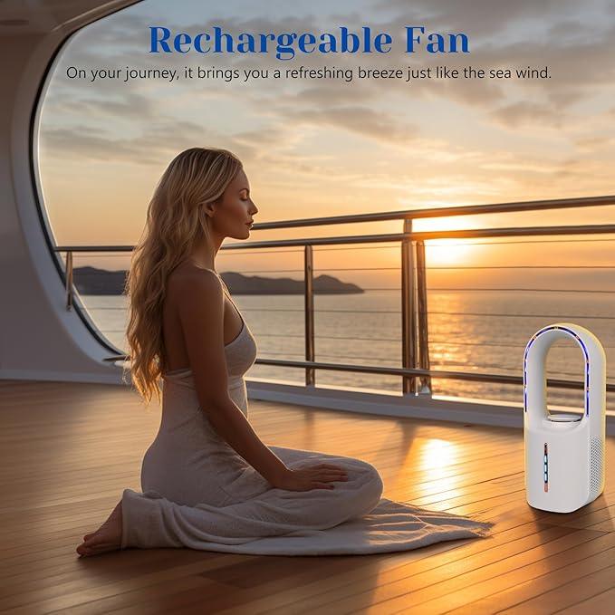 S07 Batteriebetriebener Ventilator, tragbarer wiederaufladbarer Ventilator 11,8 Zoll leiser USB-Ventilator