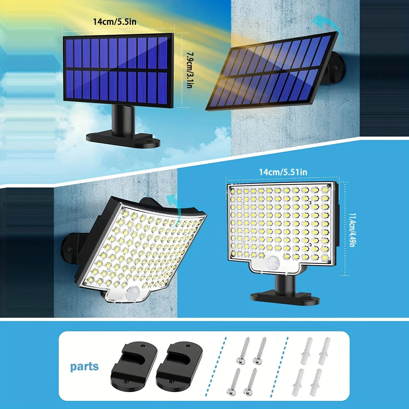 120° Solar Wall Light – Wide LED Coverage