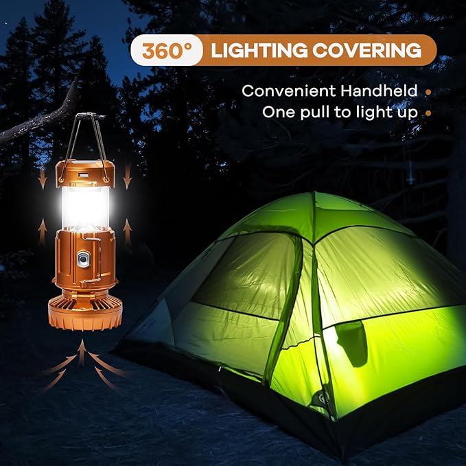 6-in-1 Camping Lantern – Solar & Power Bank