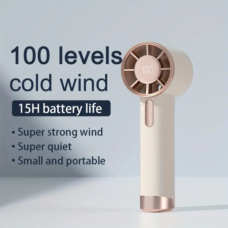 Turbo Handheld Fan – 100 Speeds & Rechargeable