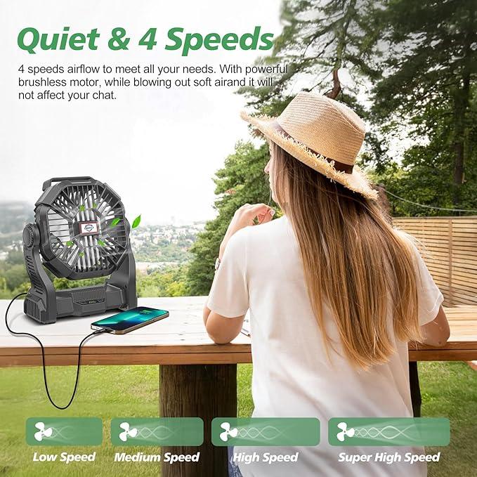 Camping Fan with LED Lantern