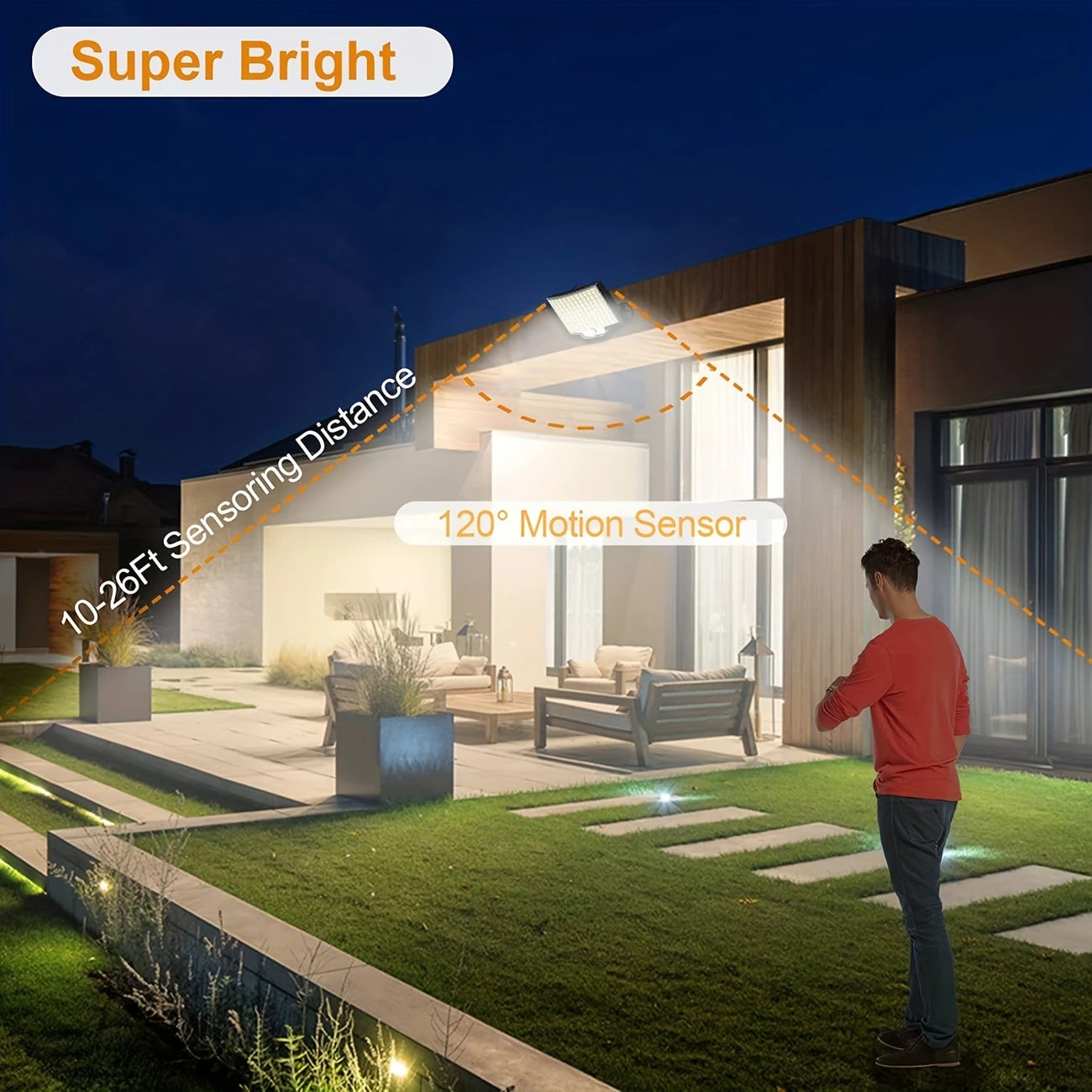 120° Solar Wall Light – Wide LED Coverage