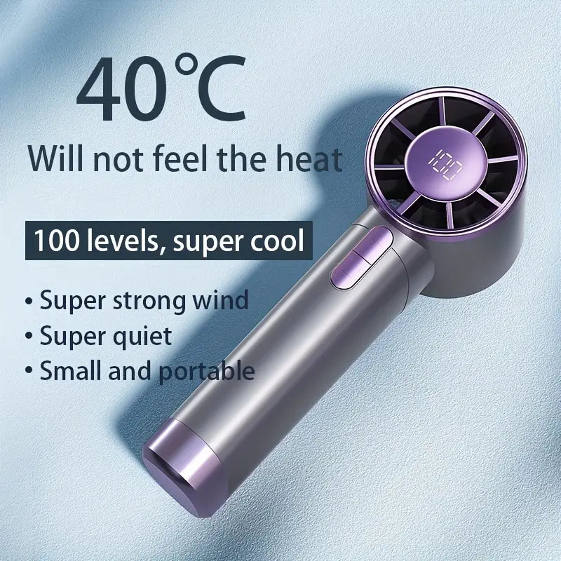 Turbo Handheld Fan – 100 Speeds & Rechargeable