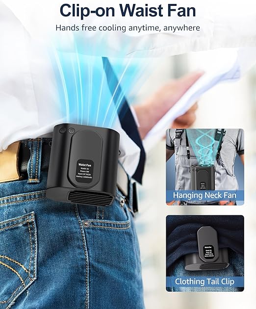 Portable Waist Fan – Hands-Free Wearable Cooling for Outdoor & Work | CONBOLA