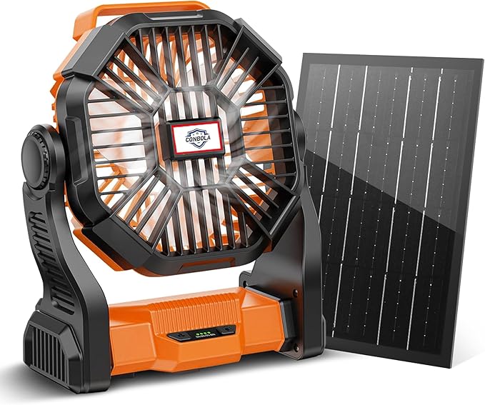 Solar Camping Fan with LED Lantern – Rechargeable & Eco-Friendly by CONBOLA