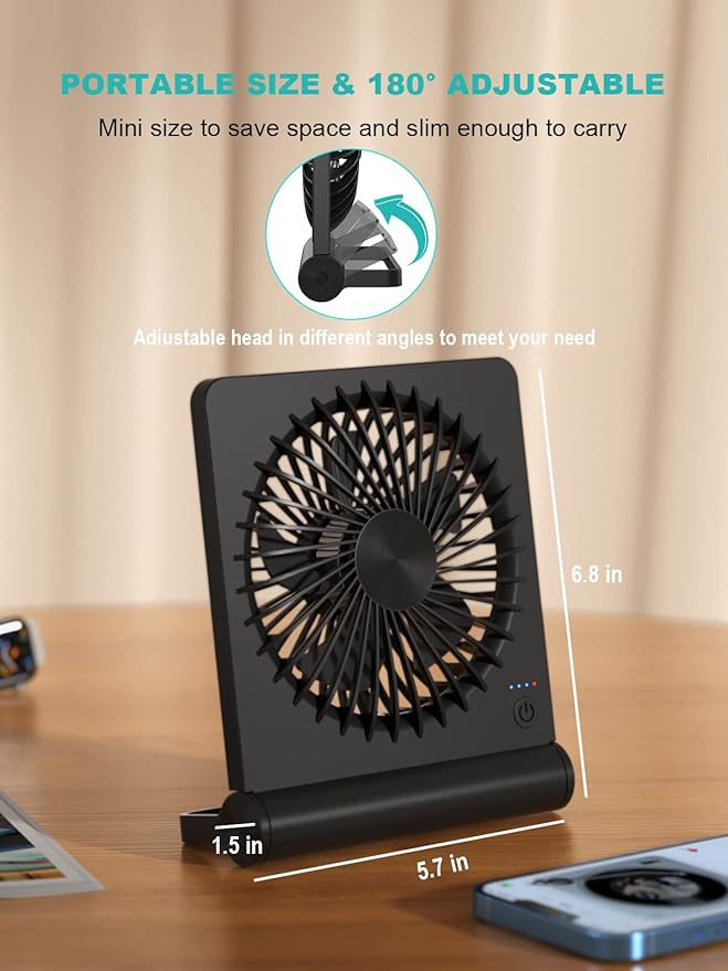 Desk Fan – USB Rechargeable & 3-Speed Cooling