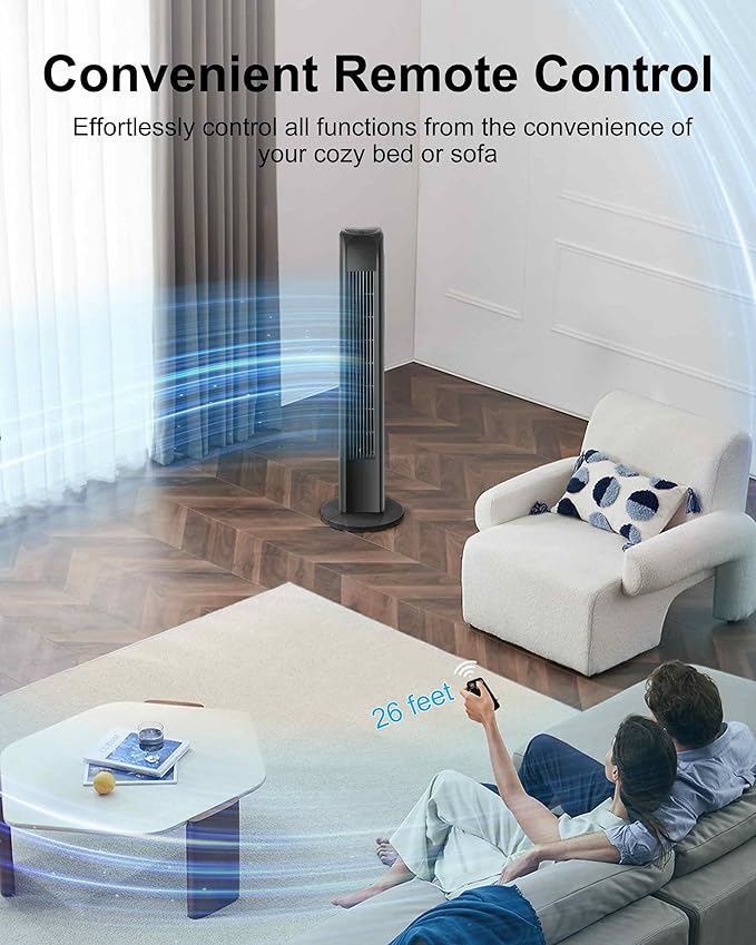Tower Fan – Oscillating, Quiet & Remote-Controlled