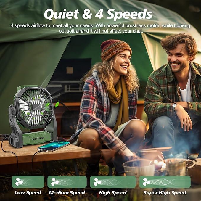 Camping Fan with LED Lantern