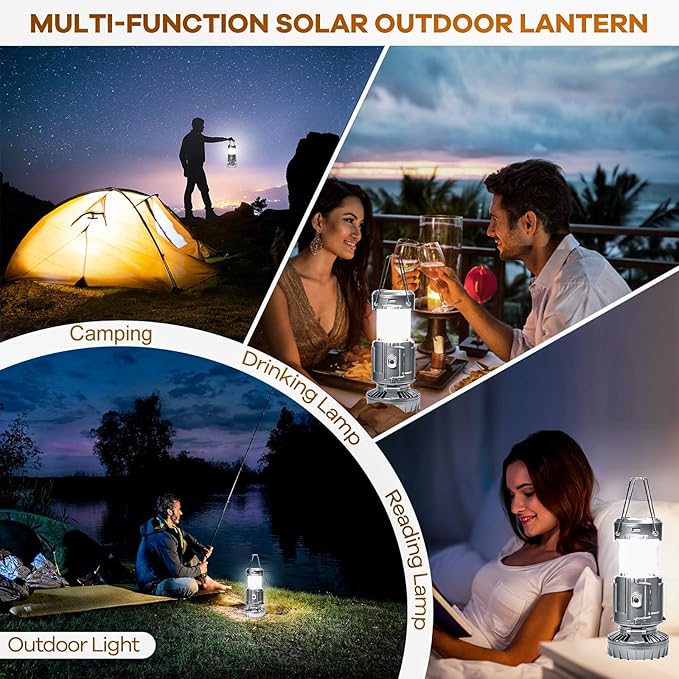 6-in-1 Camping Lantern – Solar & Power Bank