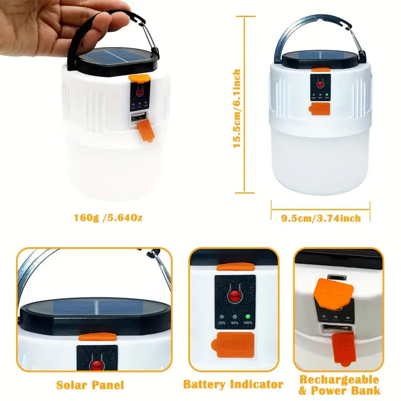 Rechargeable Solar Tent Light with Power Bank – Portable Camping Lantern | CONBOLA