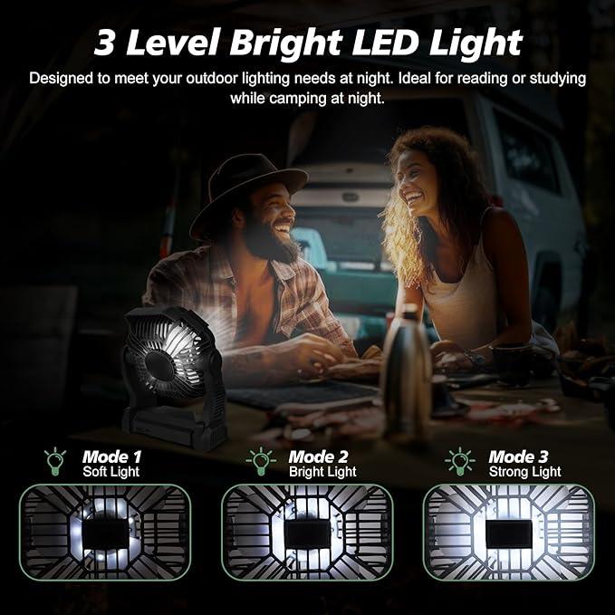 Camping Fan with LED Lantern