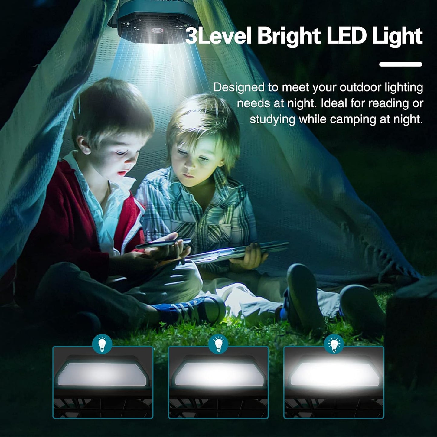 Portable Battery Operated Fan with LED Lantern