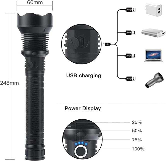Tactical Flashlight – Super Bright & Rechargeable