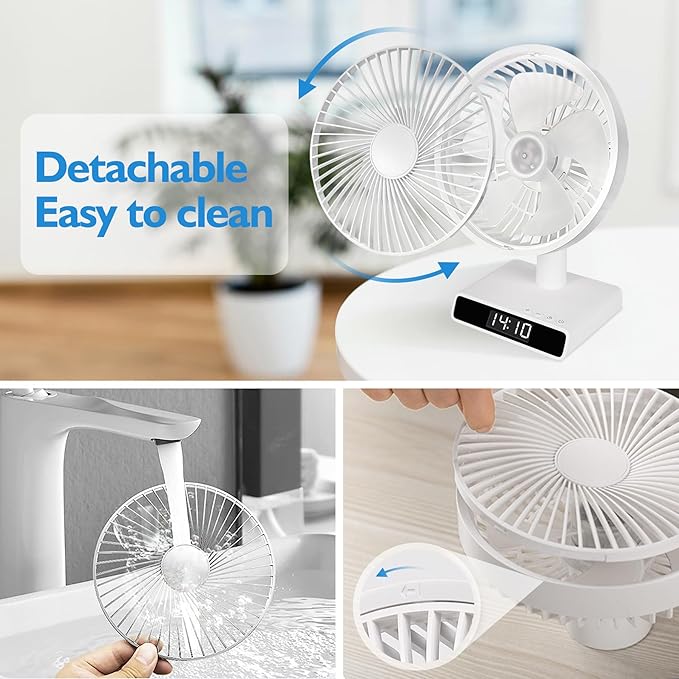 Quiet 9" USB Desk Fan – Rechargeable & Portable
