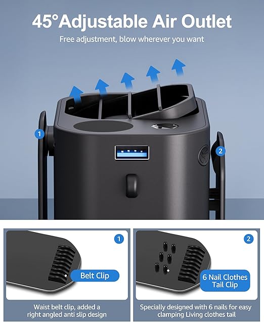 Portable Waist Fan – Hands-Free Wearable Cooling for Outdoor & Work | CONBOLA