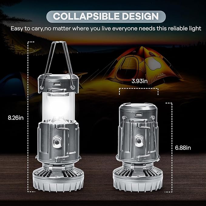 6-in-1 Camping Lantern – Solar & Power Bank