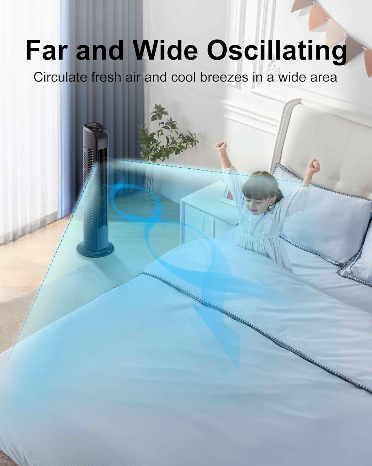 Tower Fan – Oscillating, Quiet & Remote-Controlled