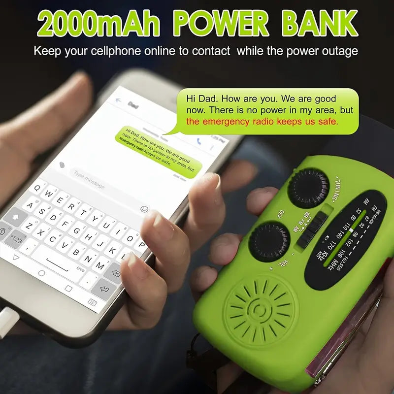Solar Emergency Radio – Crank + Power Bank