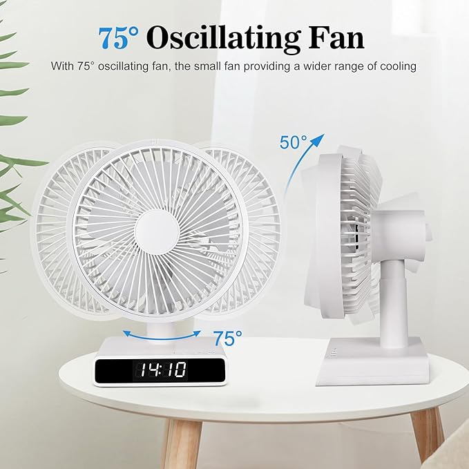 Quiet 9" USB Desk Fan – Rechargeable & Portable