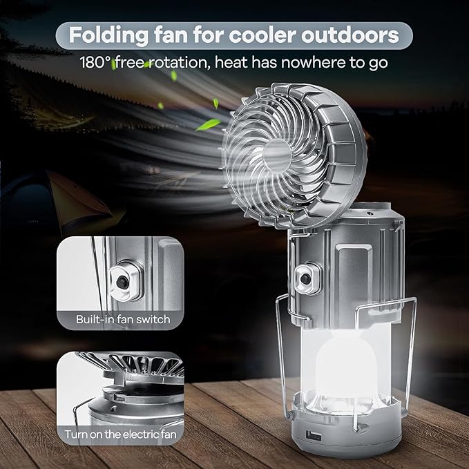 6-in-1 Camping Lantern – Solar & Power Bank
