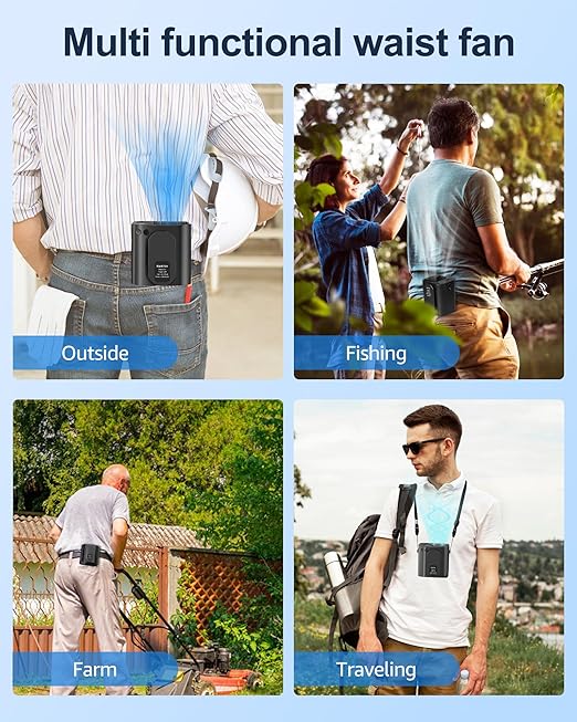 Portable Waist Fan – Hands-Free Wearable Cooling for Outdoor & Work | CONBOLA