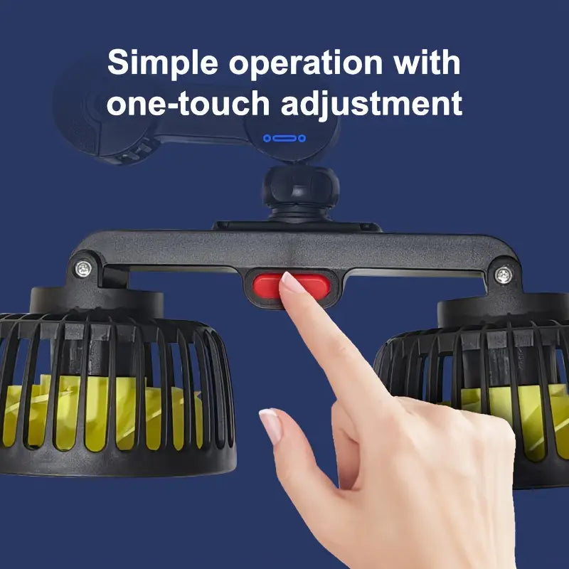 Dual-Head Car Cooling Fan for Rear Seat Comfort