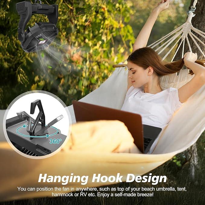 Camping Fan with LED Lantern
