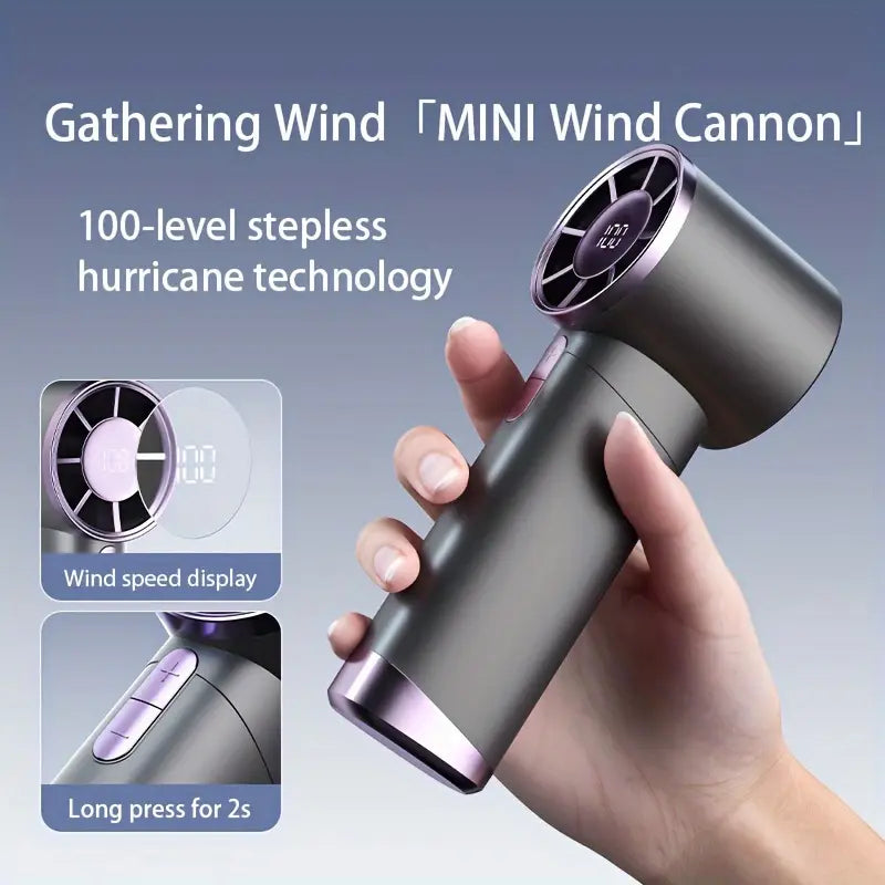 Turbo Handheld Fan – 100 Speeds & Rechargeable