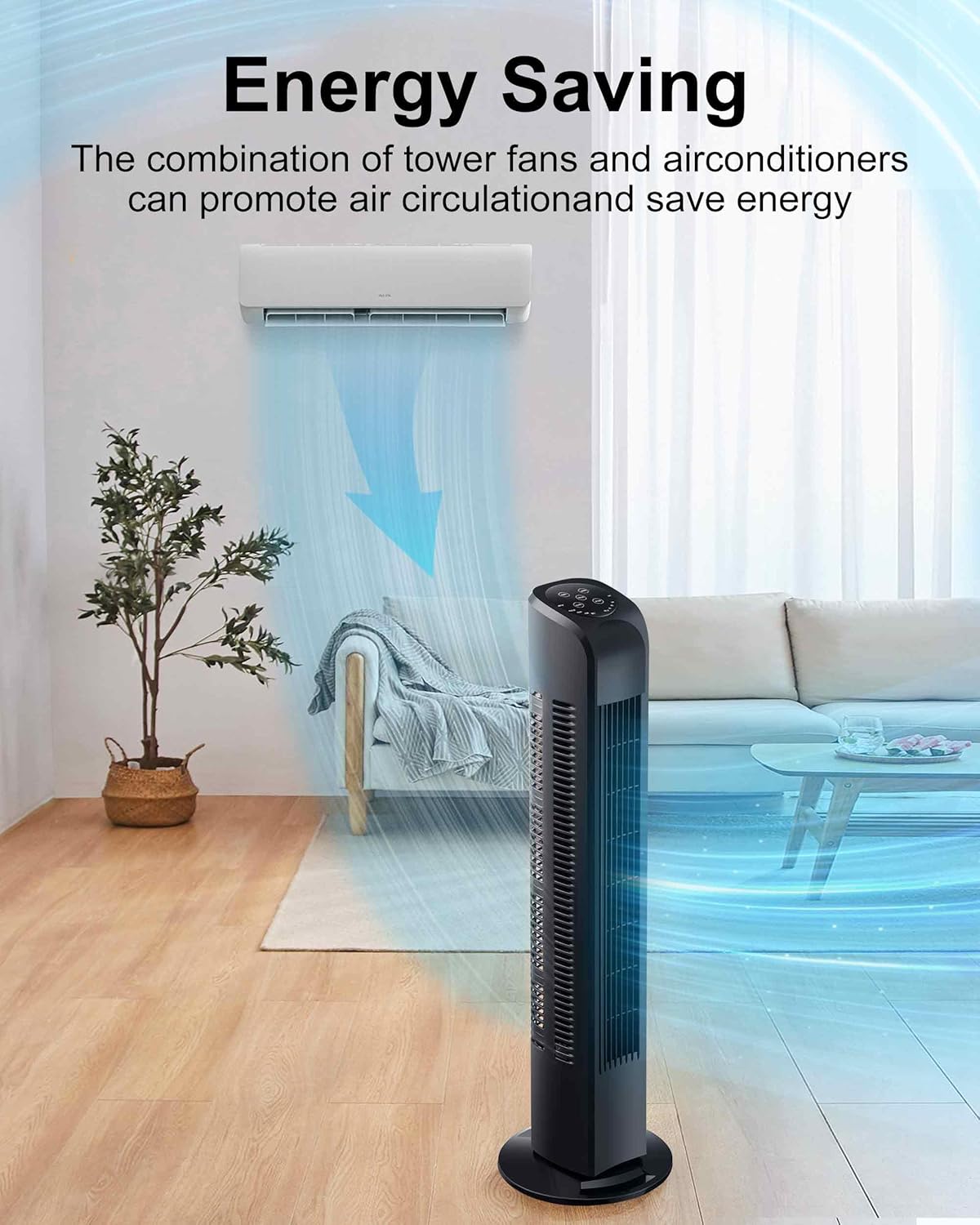 Tower Fan – Oscillating, Quiet & Remote-Controlled