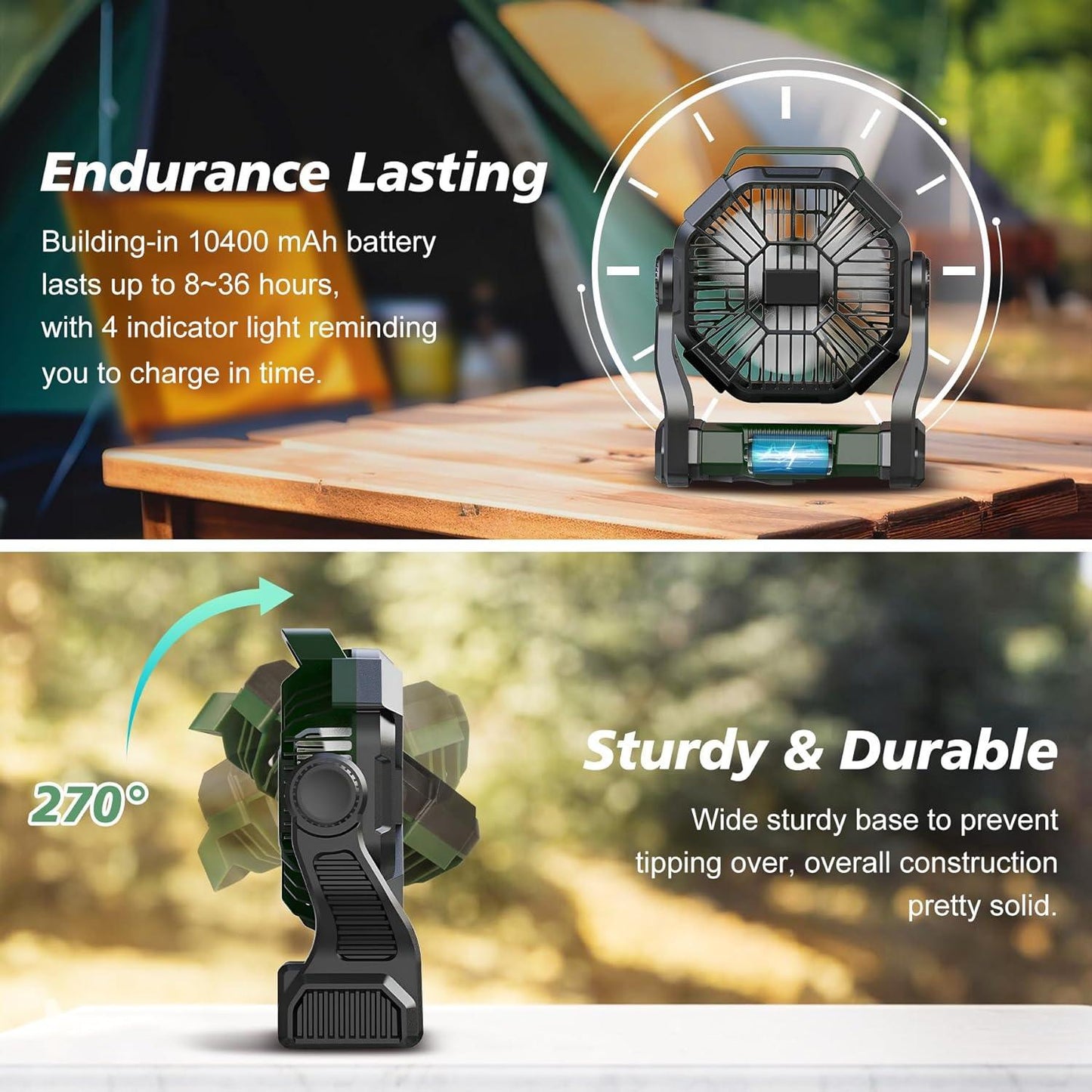 Camping Fan with LED Lantern