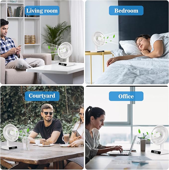 Quiet 9" USB Desk Fan – Rechargeable & Portable