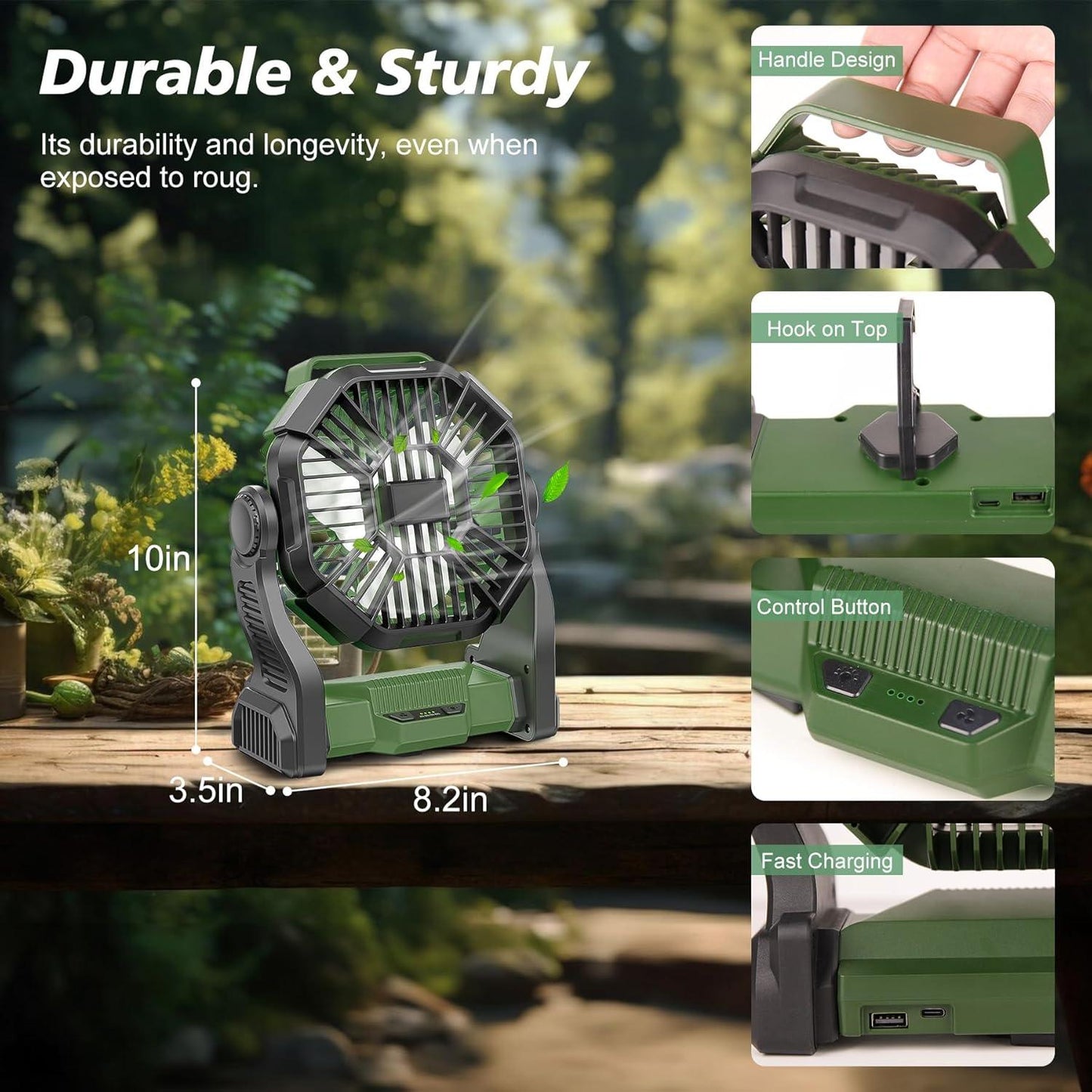 Camping Fan with LED Lantern